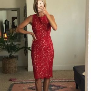 Lulus red rose sheath midi dress size small